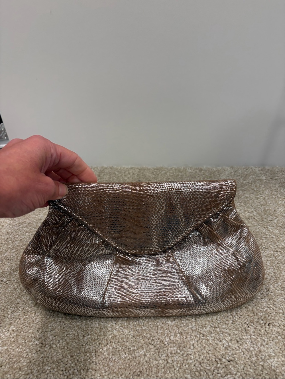 Lauren Merkin Metallic Rose Gold Pleated Clutch - Picture 4 of 6